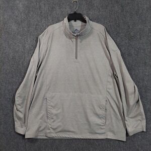 Tommy Bahama Sweater Mens 3XL Gray Half Zip Pullover Stretch‎ Kangaroo Pocket